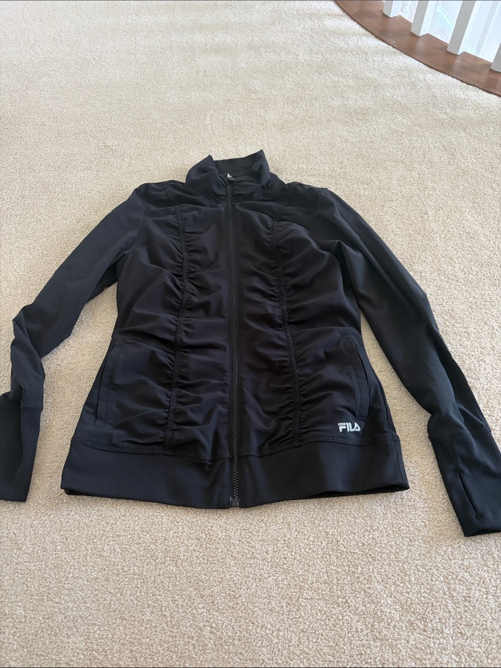 Fila brand black Ruffled Zip-Up Jacket